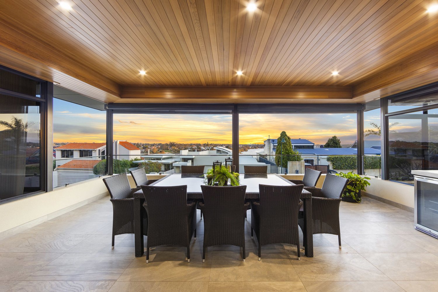 Prestige Perth home with a sunset alfresco terrace and city view